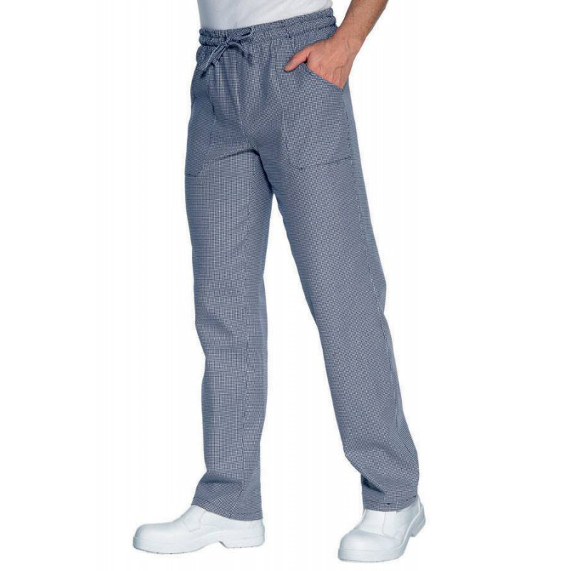 Pantalon de cuisine PAUL pied de poule bleu