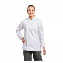 Tunique de cuisine - Veste de cuisine femme E01 - Taille groupée 0 (34/36)  COL_032133 Blanc et noir (W0180)