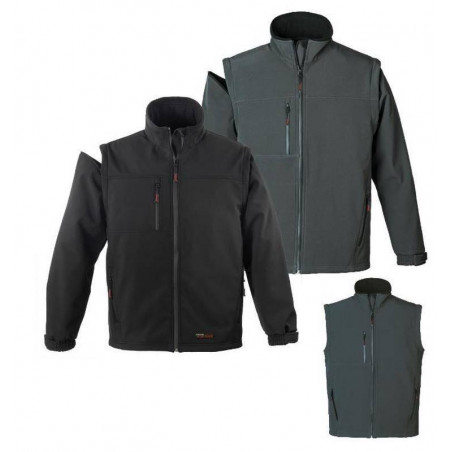 Veste De Travail Hiver Homme 2 En 1 En Softshell - BGA Vêtements